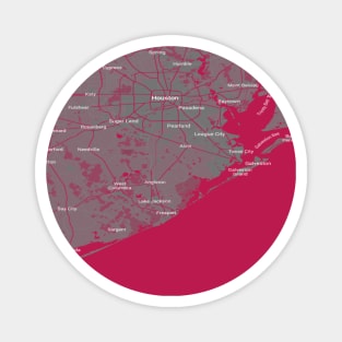 Houston dark pink map Magnet